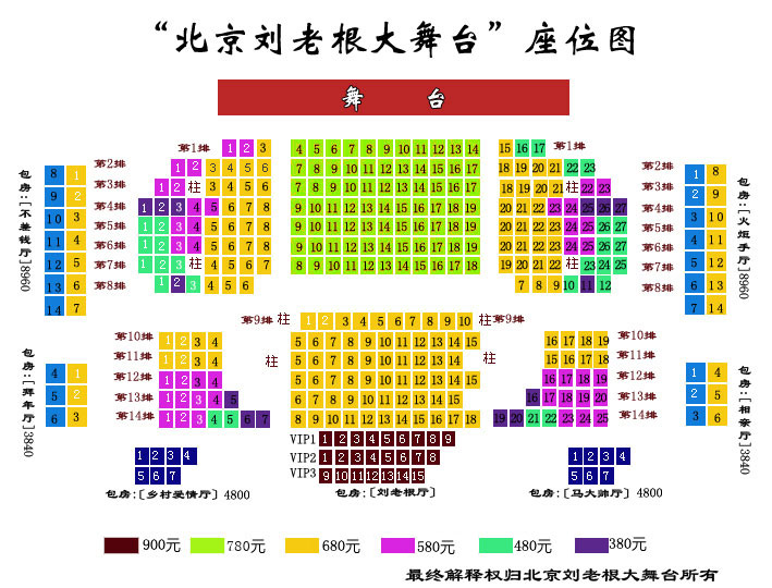 刘老根大舞台北京剧场座位图