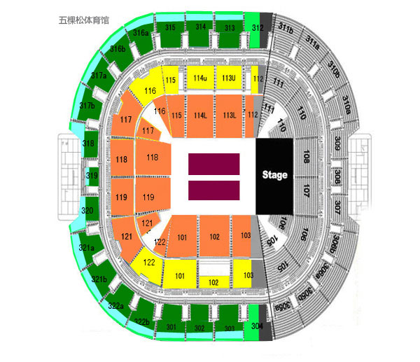 凯迪拉克中心原五棵松体育馆座位图